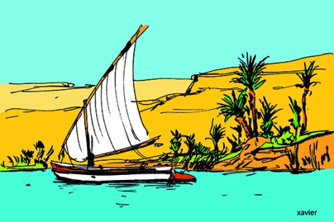 croisière felouque nil egypte vol découverte navigation xavier illustration
