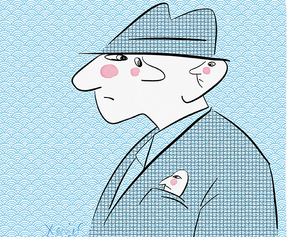 Portrait d'un espion discret avec son chapeau dessin xavier